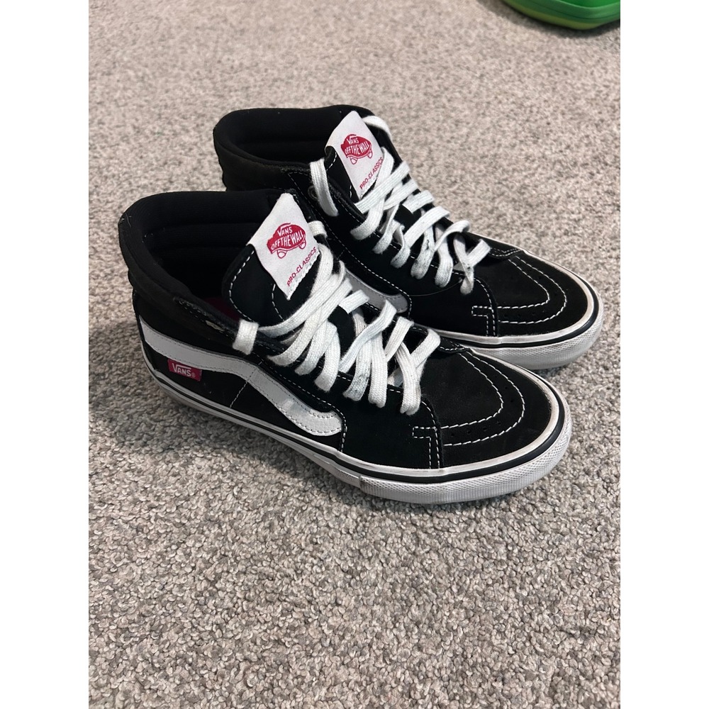 Vans Sk8 Hi Pro Classic Black White Skateboarding Shoes Men's‎ Size 5